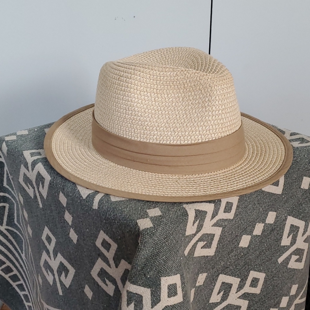 Straw Ribbon Trim Fedora